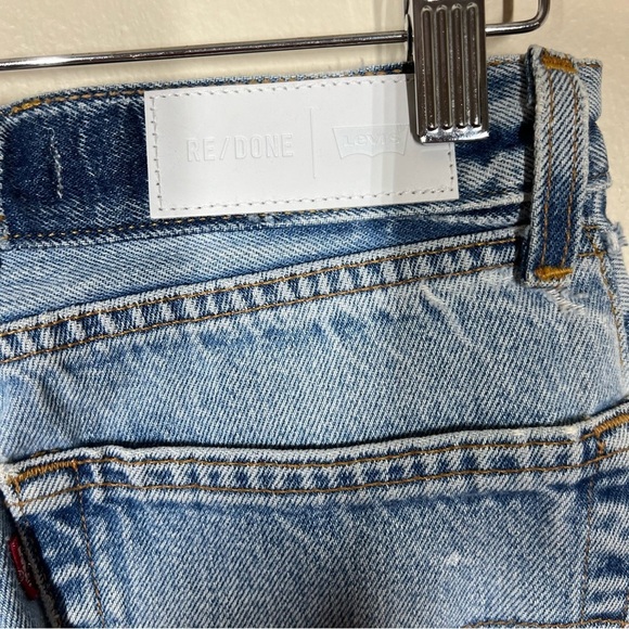 RE/DONE Levi’s USA Women’s High Rise Button Fly Denim Distressed Jeans Size 24 - Picture 12 of 16